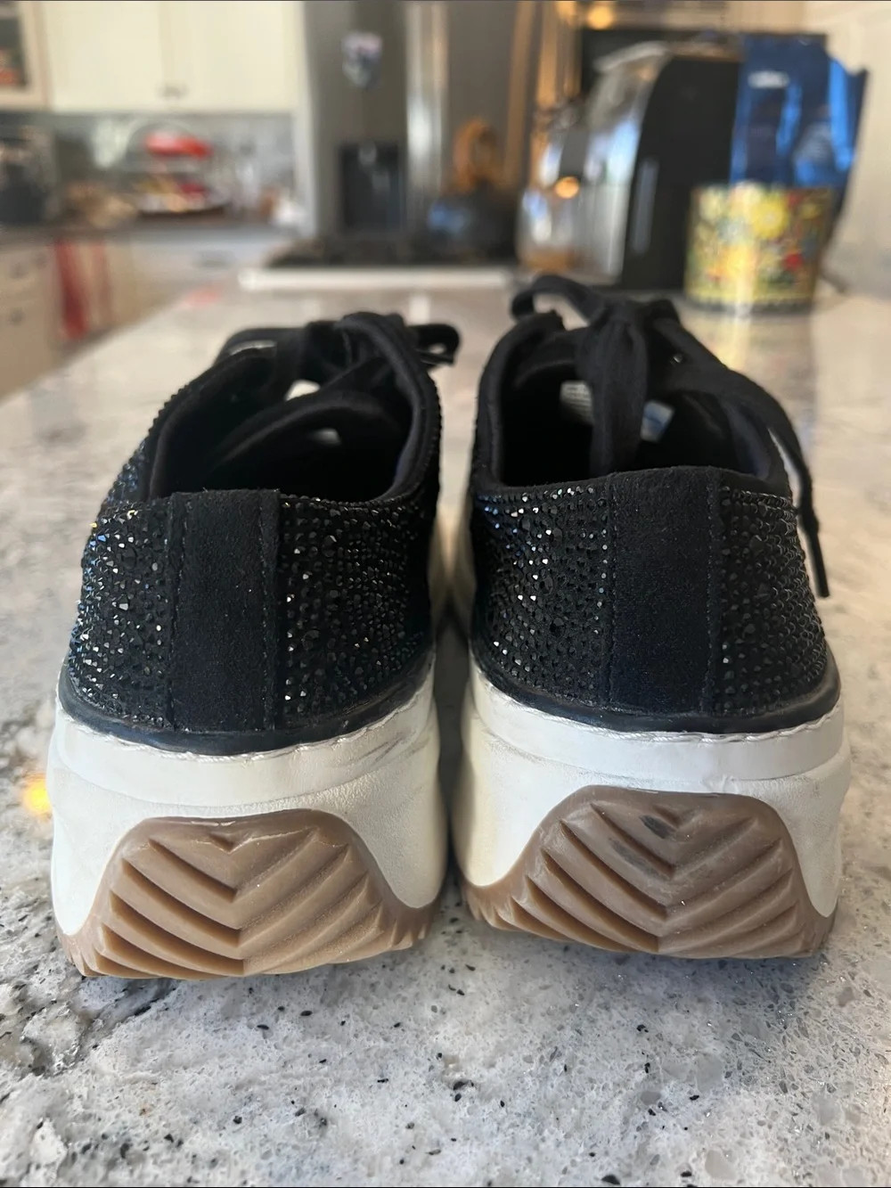 Wild Pair Highfive Bling Platform Sneakers Black Size 9 EUC